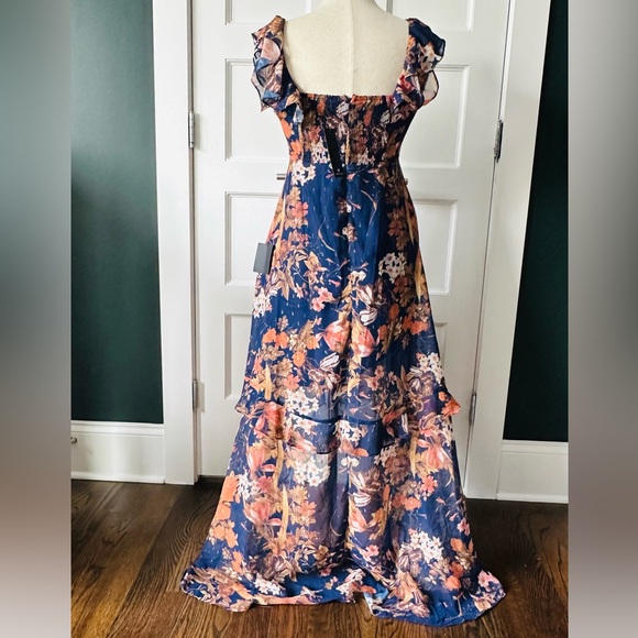 Floral High-Low Maxi Dress - Elegant & Flowy | Ruffled Special Occasion - Picture 13 of 13